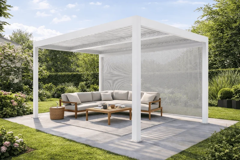 Tenda laterale bianca per pergola bioclimatica Gaia Xone