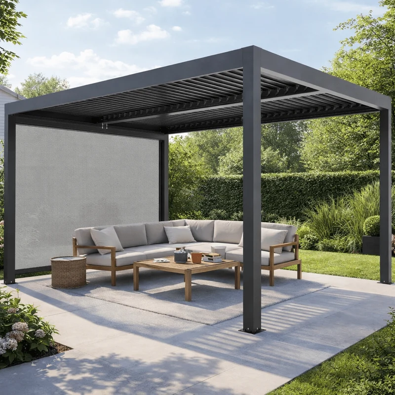 Tenda laterale antracite per pergola bioclimatica Gaia Xone