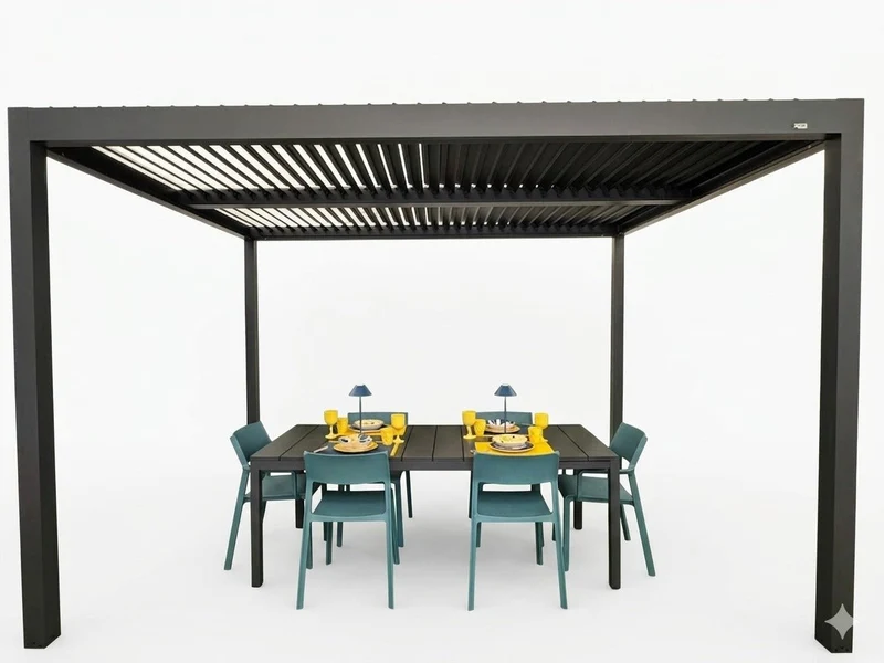 Pergola bioclimatica autoportante in alluminio antracite Gaia Xone