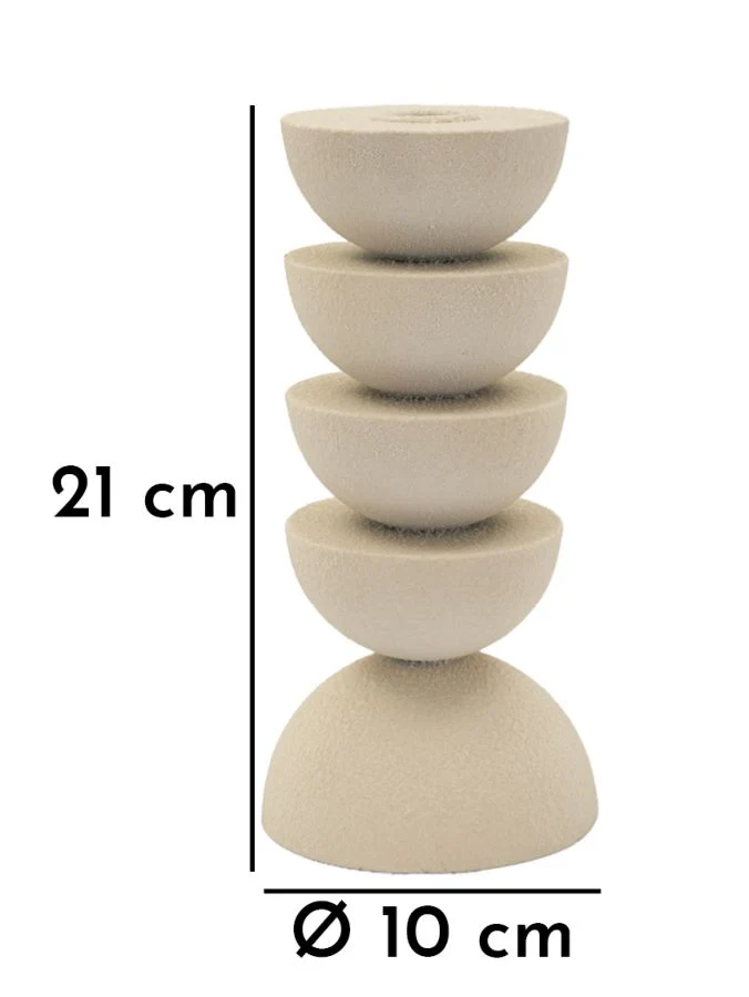 Porta Candele Dune Pix Ø10x21 cm in Ferro Crema