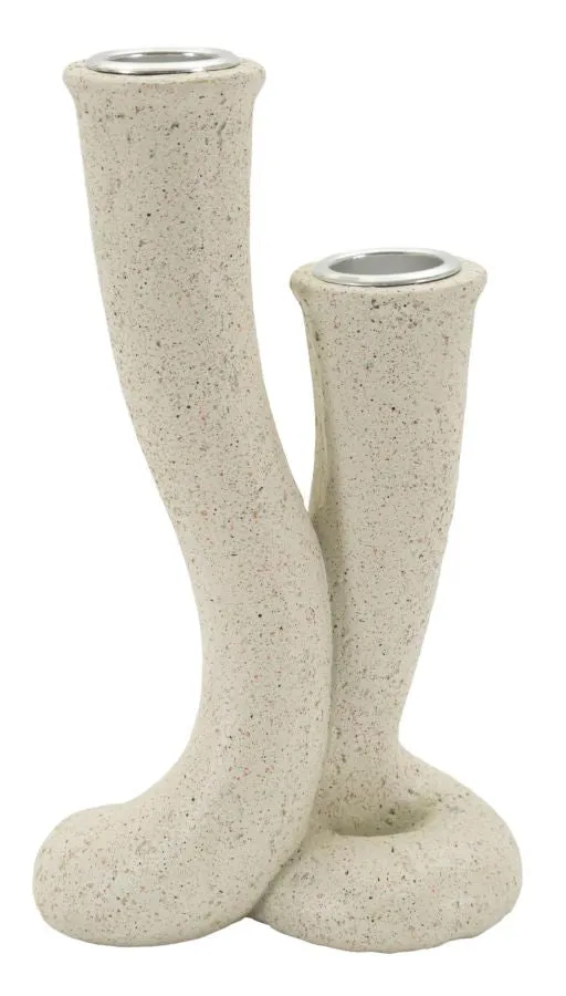 Porta Candele Stons 10x6,5x17,5 cm in Resina Crema