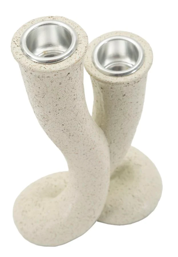 Porta Candele Stons 10x6,5x17,5 cm in Resina Crema