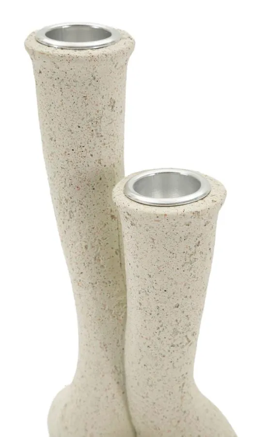 Porta Candele Stons 10x6,5x17,5 cm in Resina Crema