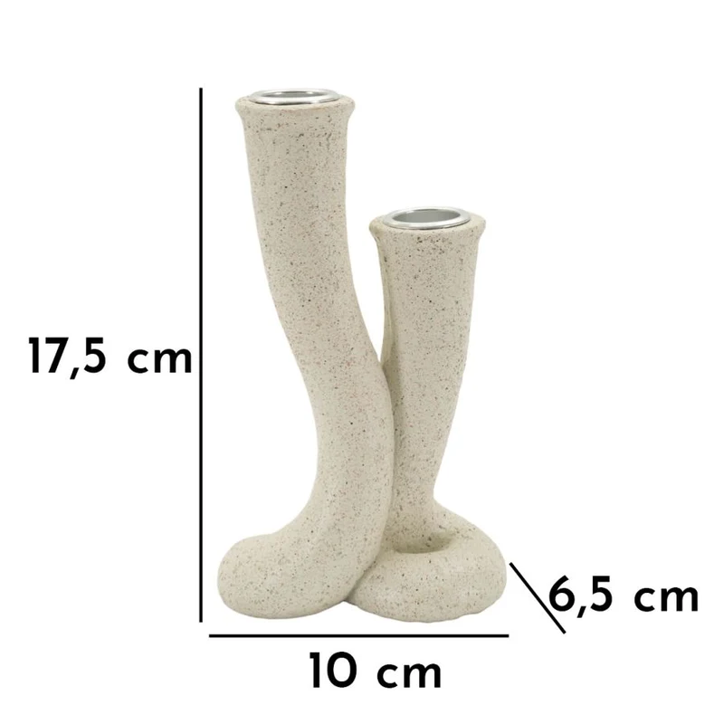 Porta Candele Stons 10x6,5x17,5 cm in Resina Crema