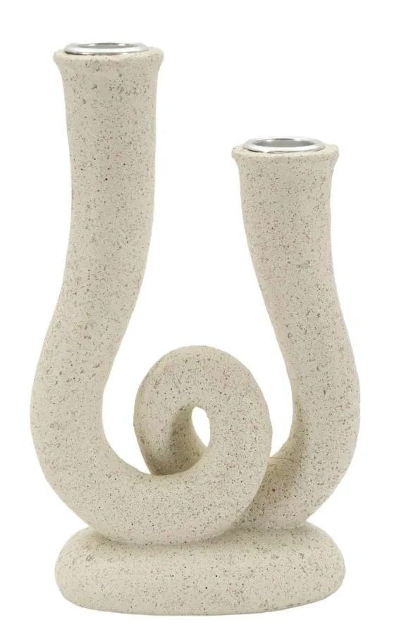 Porta Candele Stons 12x7x20 cm in Resina Crema