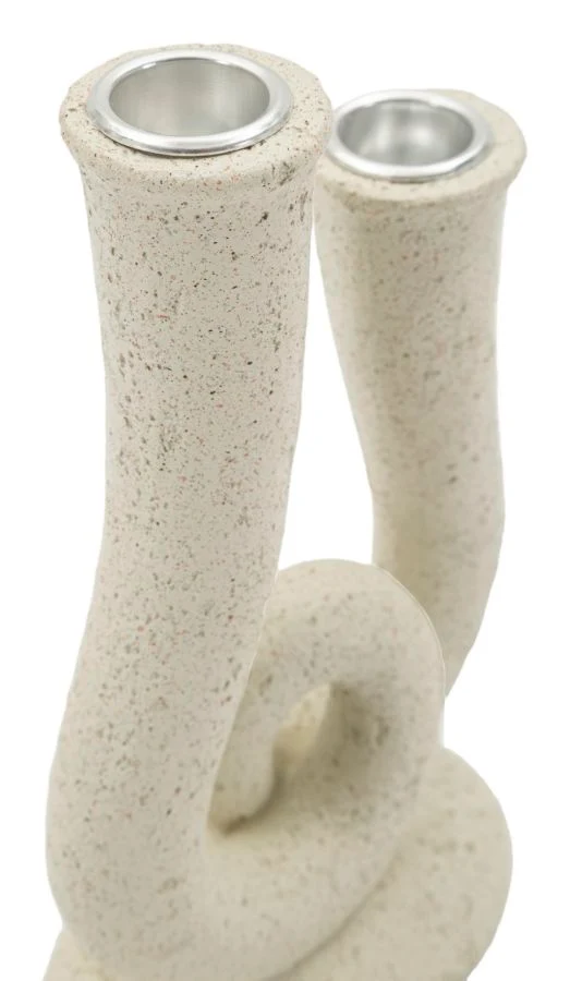 Porta Candele Stons 12x7x20 cm in Resina Crema