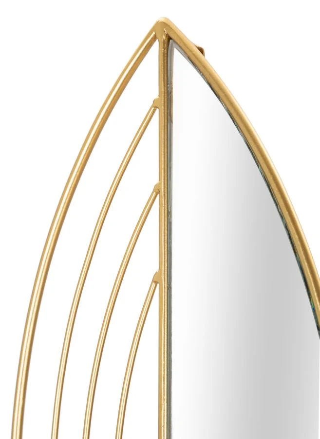 Porta Candele Leaf da Muro Coppia 18x13x42 cm - 15x13x35 cm in Ferro e Specchio Oro