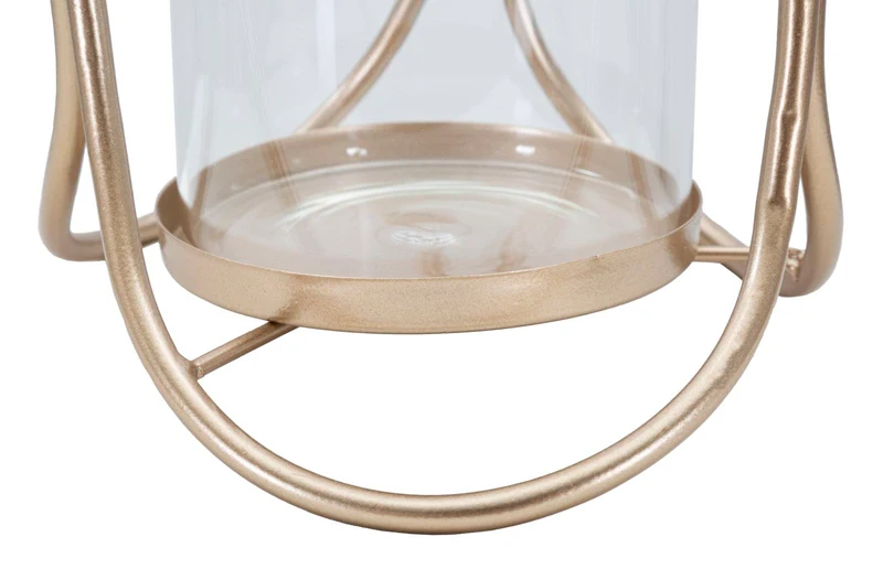 Porta Candele Glox Dark Ø16x21,5 cm in Ferro e Vetro Scuro