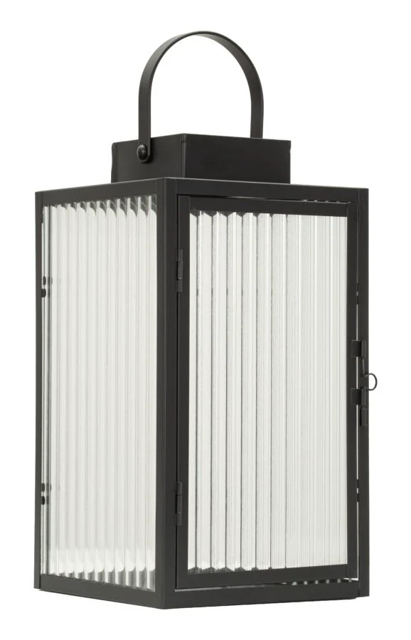 Lanterna Simply 15,5x15,5x28,5 cm in Metallo e Vetro Nero