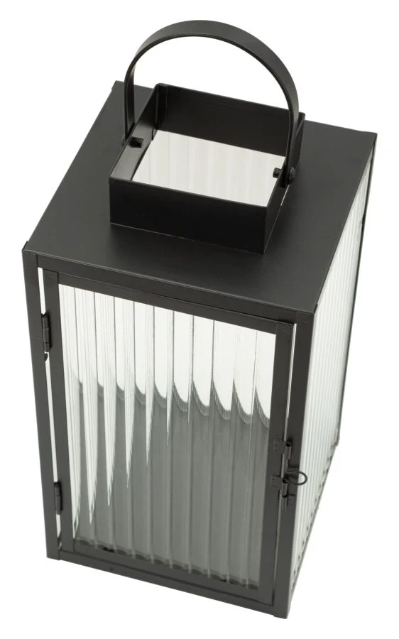 Lanterna Simply 15,5x15,5x28,5 cm in Metallo e Vetro Nero