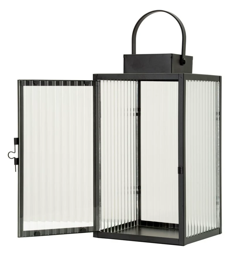 Lanterna Simply 15,5x15,5x28,5 cm in Metallo e Vetro Nero