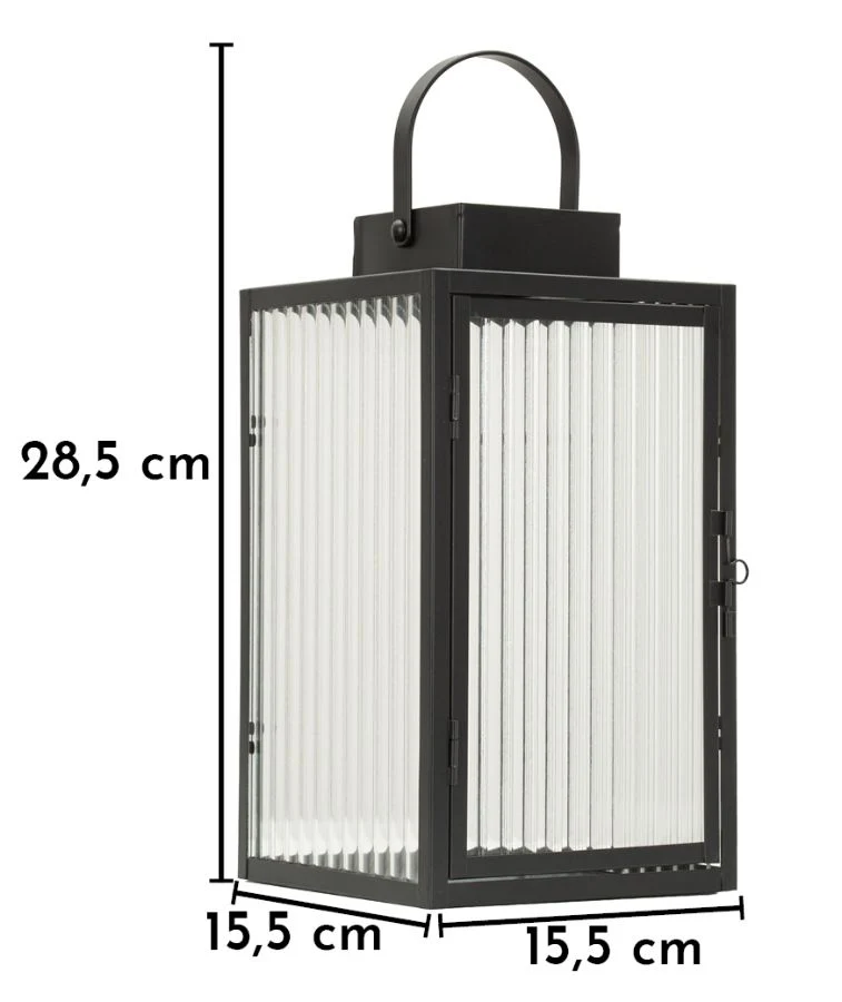 Lanterna Simply 15,5x15,5x28,5 cm in Metallo e Vetro Nero