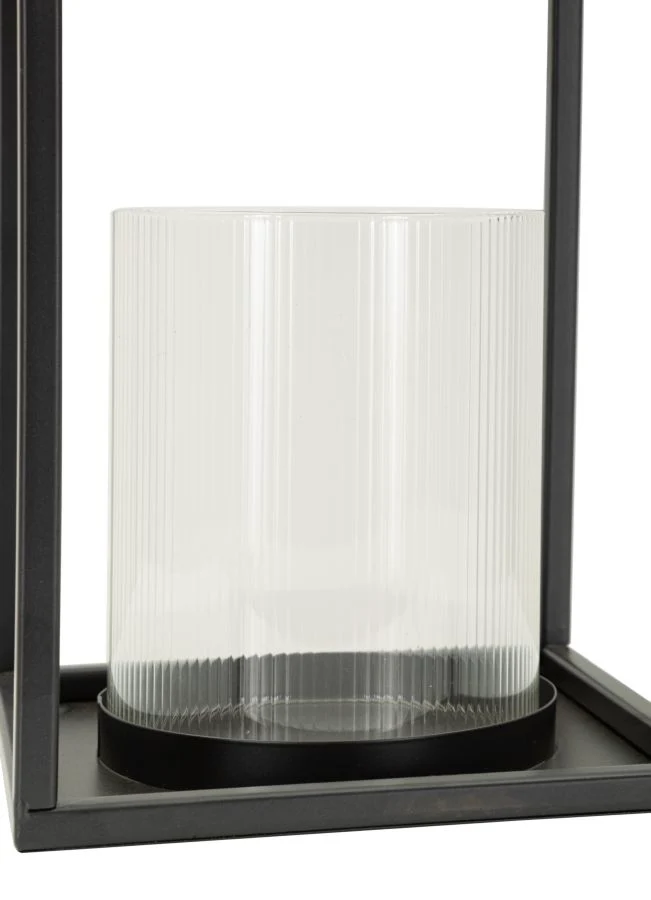 Lanterna Simply Open Ø18x31 cm in Metallo e Vetro Nero