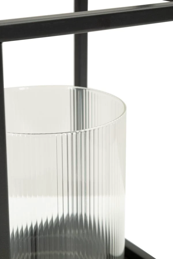 Lanterna Simply Open Ø18x31 cm in Metallo e Vetro Nero