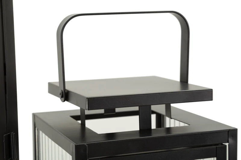 Lanterne Andromeda Tris 25,5x25x50 cm in Metallo e Vetro Nero