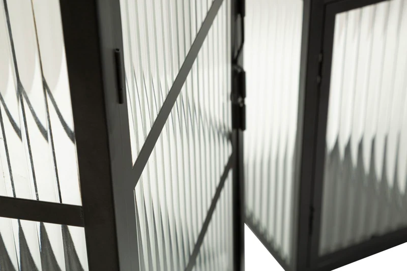 Lanterne Andromeda Tris 25,5x25x50 cm in Metallo e Vetro Nero
