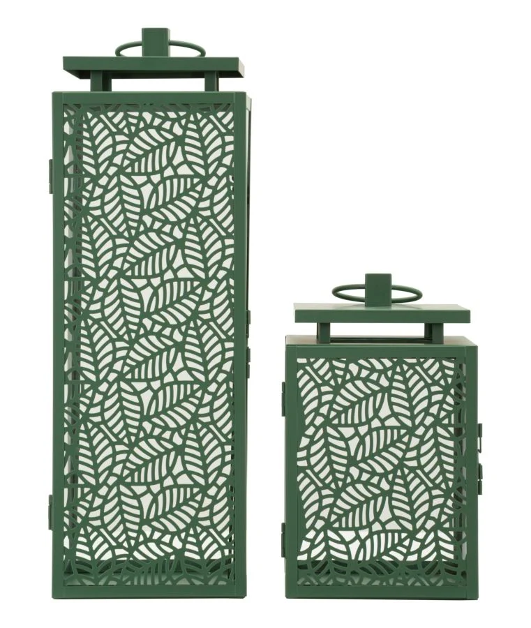 Lanterne Hall Coppia 15x14,5x41,5 cm in Metallo e Vetro Verde