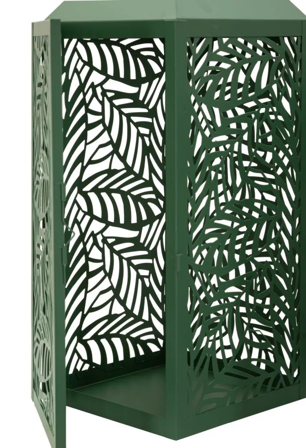 Lanterne Carving Coppia 17,8x17,8x44 cm in Metallo Verde