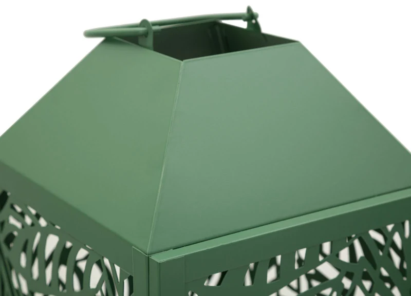 Lanterne Carving Coppia 17,8x17,8x44 cm in Metallo Verde