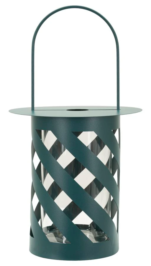 Lanterna Saturno Ottanio Twist Ø23x43 cm in Metallo e Vetro Verde acqua