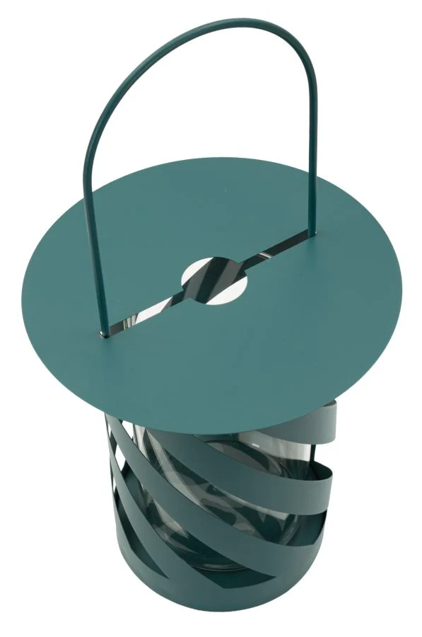 Lanterna Saturno Ottanio Twist Ø23x43 cm in Metallo e Vetro Verde acqua