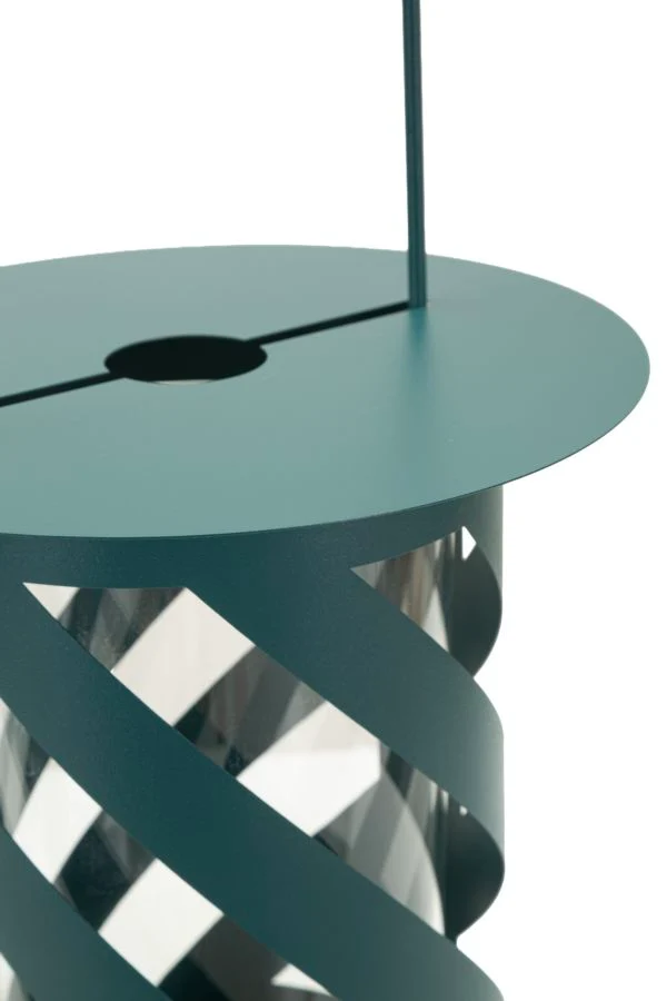 Lanterna Saturno Ottanio Twist Ø23x43 cm in Metallo e Vetro Verde acqua
