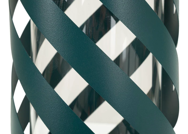 Lanterna Saturno Ottanio Twist Ø23x43 cm in Metallo e Vetro Verde acqua