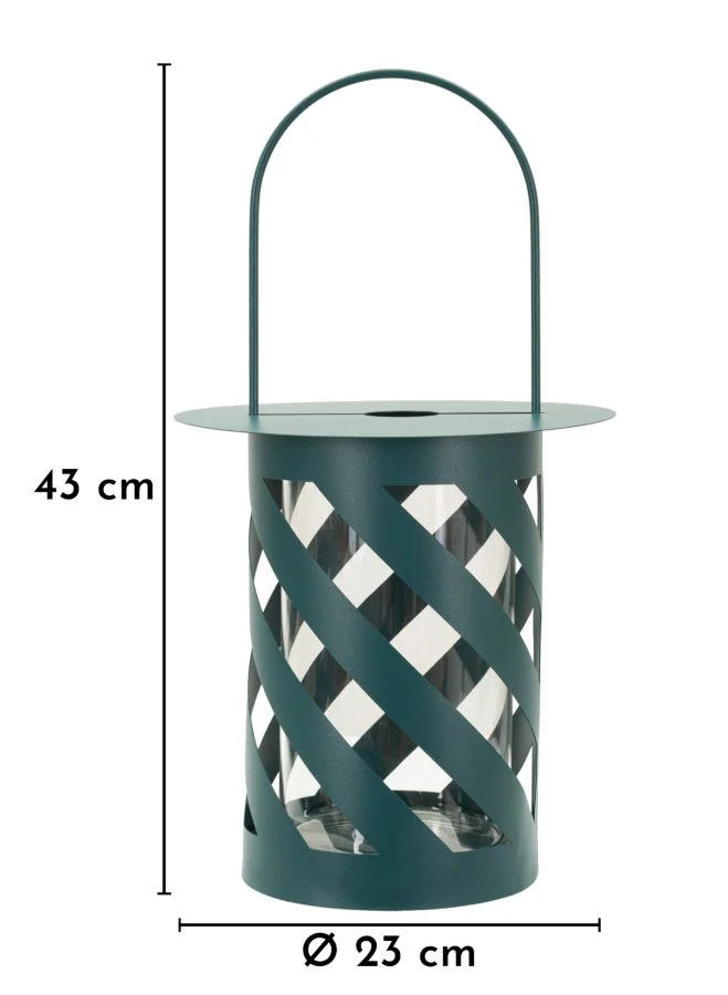Lanterna Saturno Ottanio Twist Ø23x43 cm in Metallo e Vetro Verde acqua