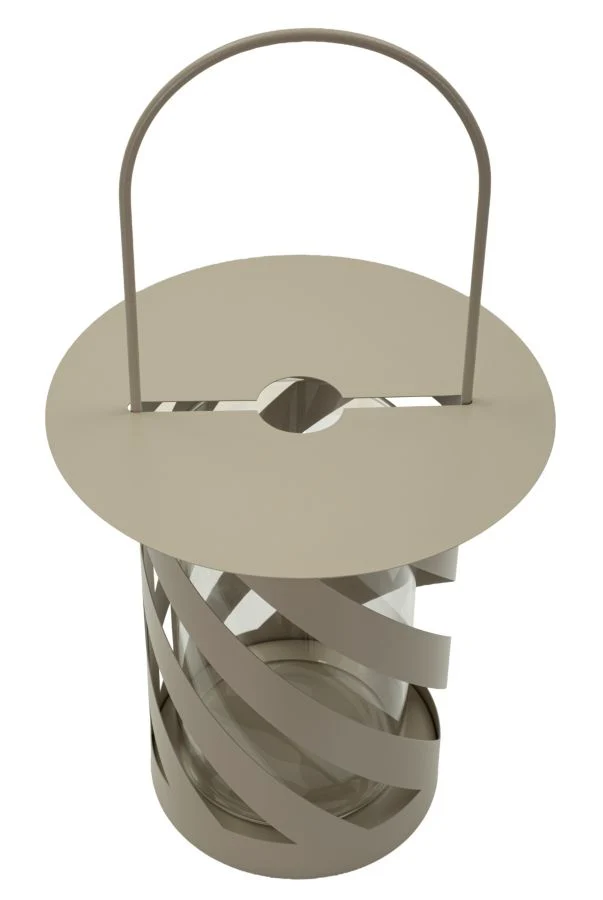 Lanterna Saturno Tortora Twist Ø23x43 cm in Metallo e Vetro Grigio tortora