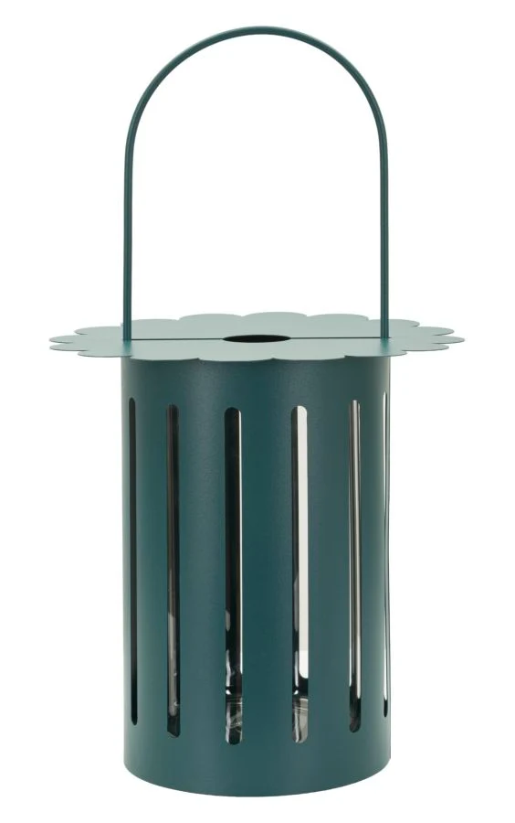 Lanterna Saturno Ottanio Ø24x43 cm in Metallo e Vetro Verde acqua