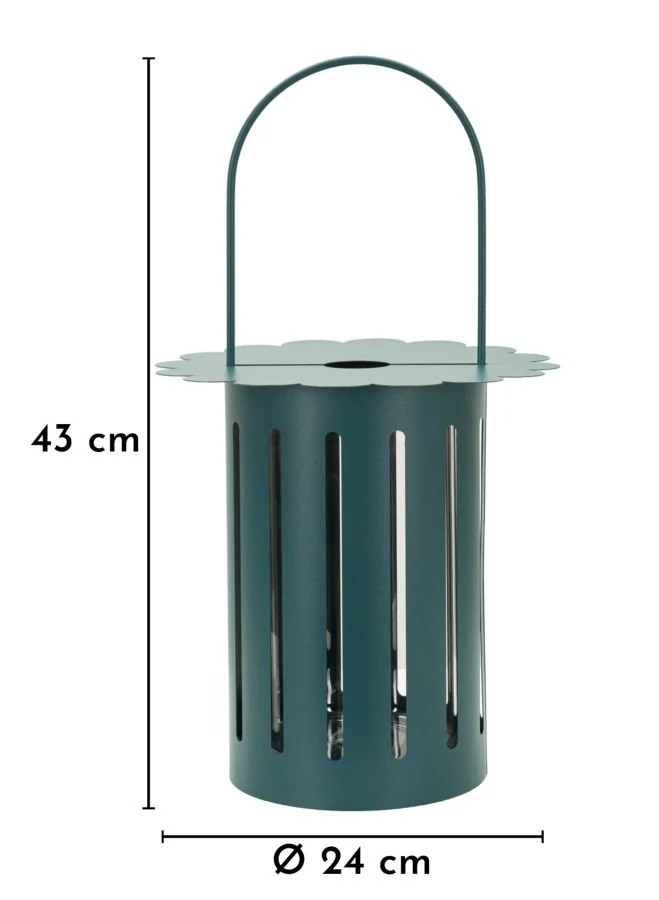 Lanterna Saturno Ottanio Ø24x43 cm in Metallo e Vetro Verde acqua
