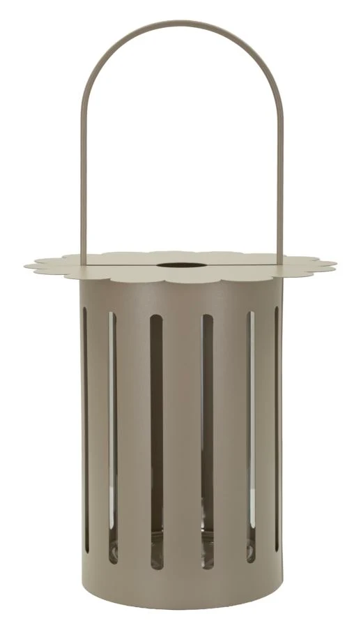 Lanterna Saturno Tortora Ø24x43 cm in Metallo e Vetro Grigio tortora