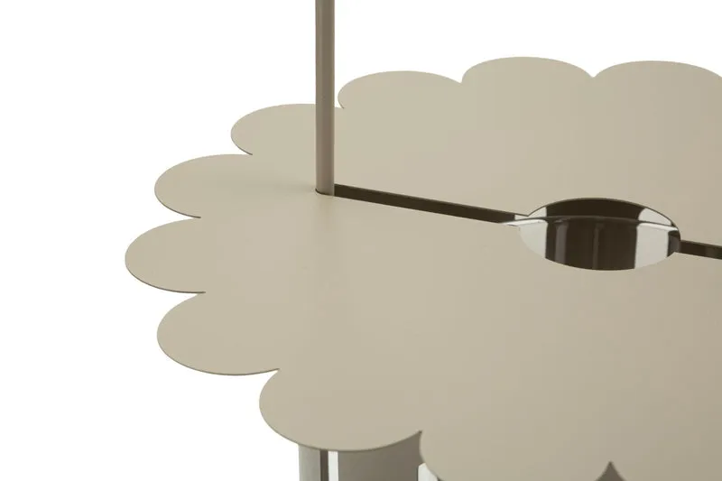 Lanterna Saturno Tortora Ø24x43 cm in Metallo e Vetro Grigio tortora