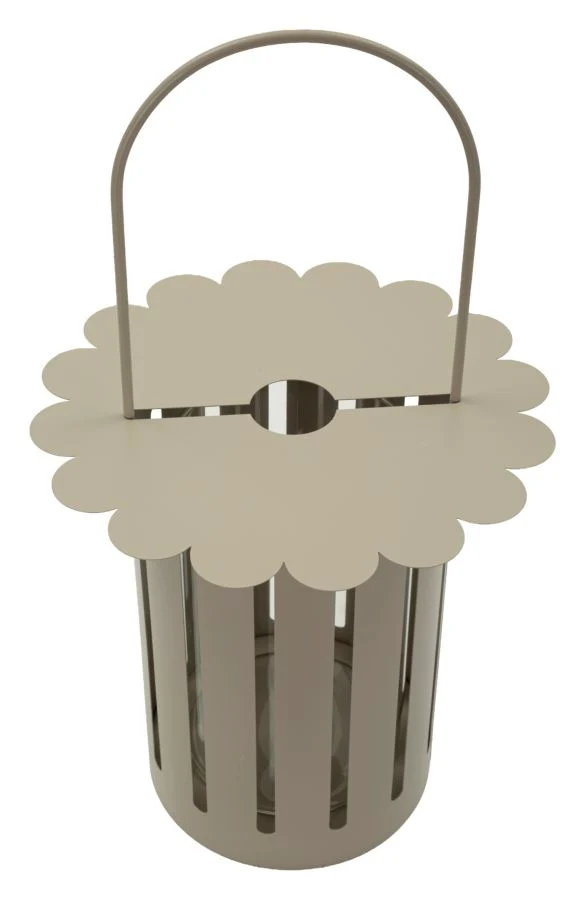Lanterna Saturno Tortora Ø24x43 cm in Metallo e Vetro Grigio tortora