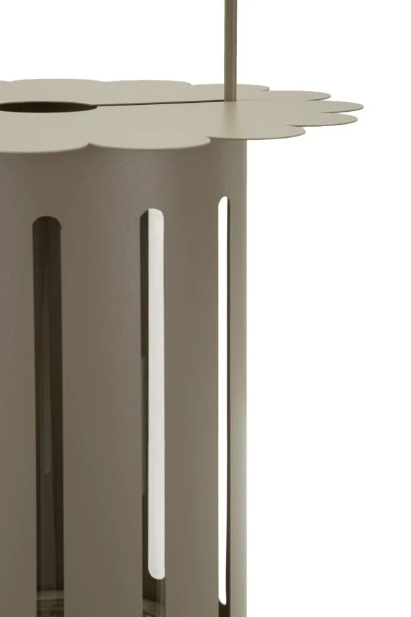 Lanterna Saturno Tortora Ø24x43 cm in Metallo e Vetro Grigio tortora