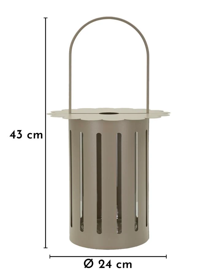 Lanterna Saturno Tortora Ø24x43 cm in Metallo e Vetro Grigio tortora