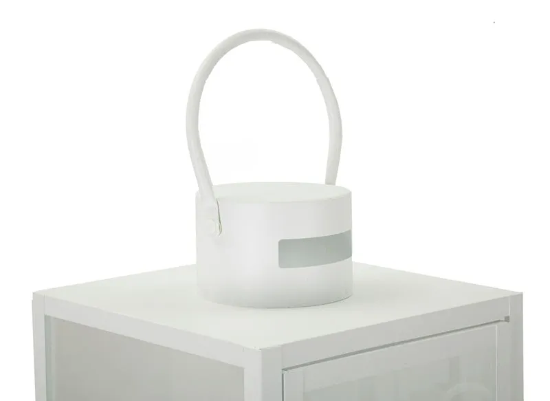 Lanterne White Set 3 Pz 22x22x66 cm - 18x18x49,5 cm - 14x14x39 cm in Ferro e Vetro Bianco