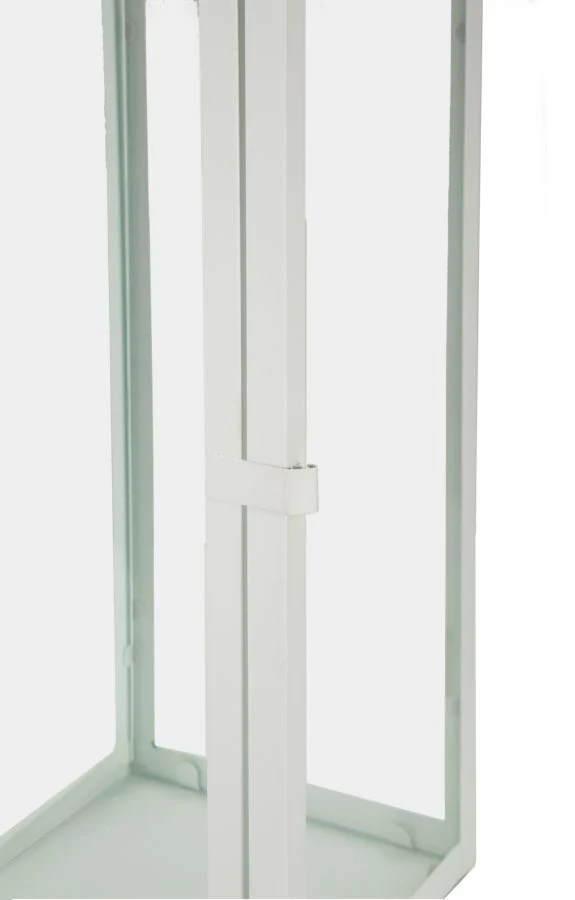 Lanterne White Set 3 Pz 22x22x66 cm - 18x18x49,5 cm - 14x14x39 cm in Ferro e Vetro Bianco