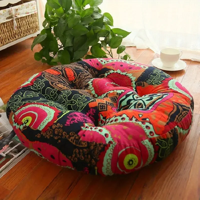 Cozy round Boho pillow – versatile seat for meditation and yoga