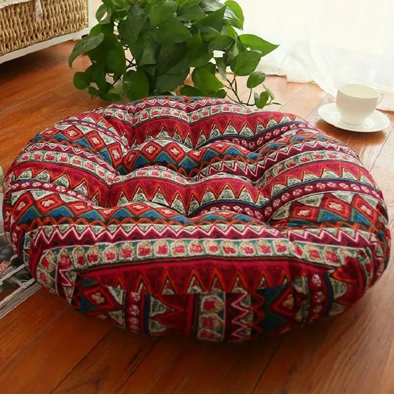 Cozy round Boho pillow – versatile seat for meditation and yoga