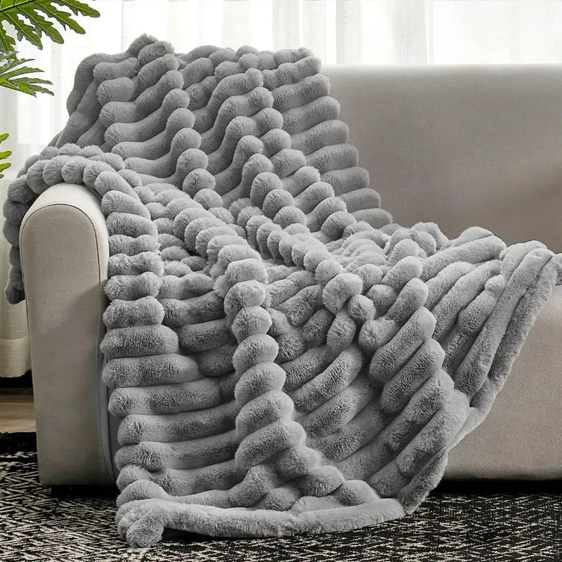 Soft Plush Striped Home Blanket