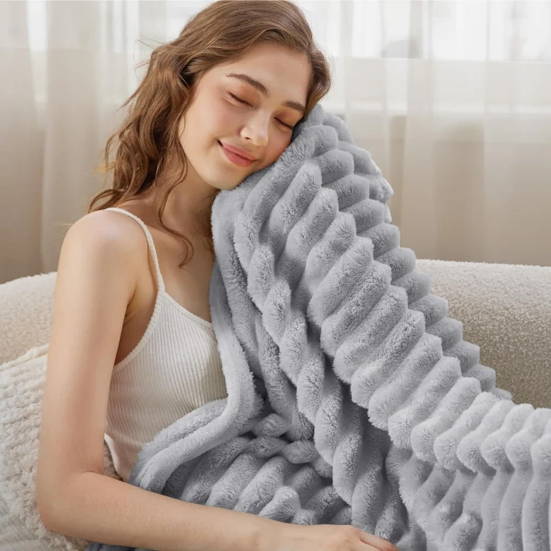 Soft Plush Striped Home Blanket