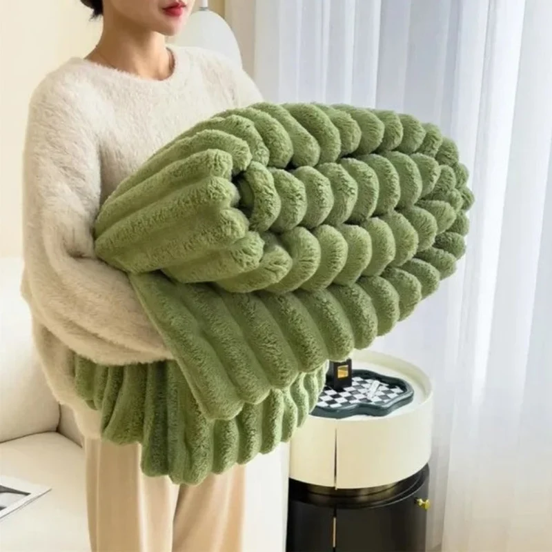 Soft Plush Striped Home Blanket
