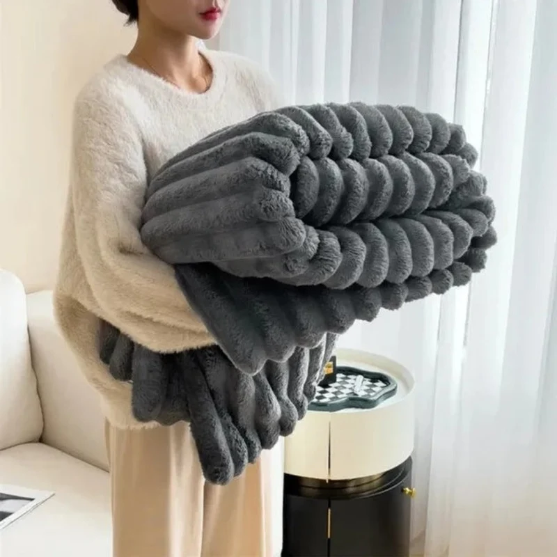 Soft Plush Striped Home Blanket