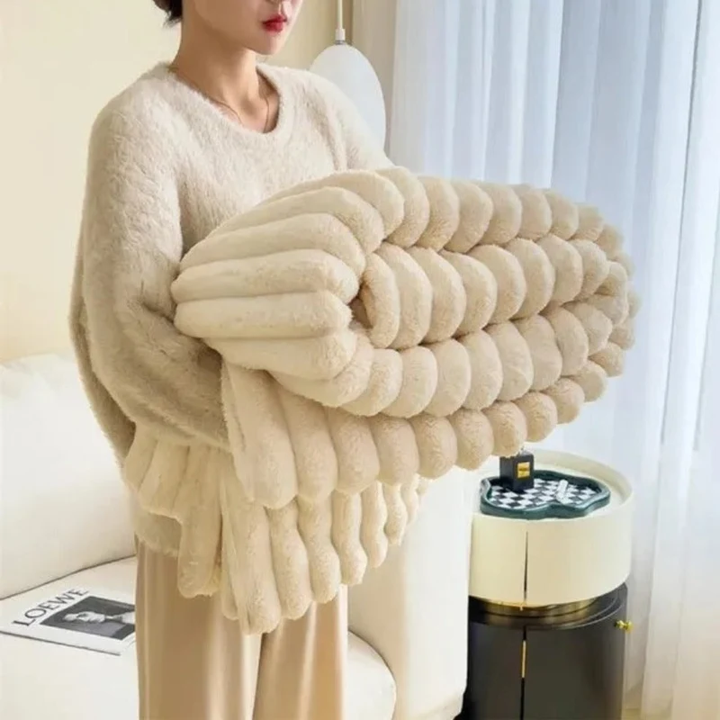 Soft Plush Striped Home Blanket