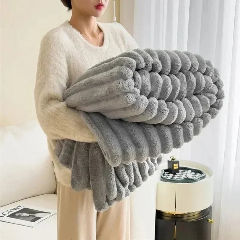 Soft Plush Striped Home Blanket