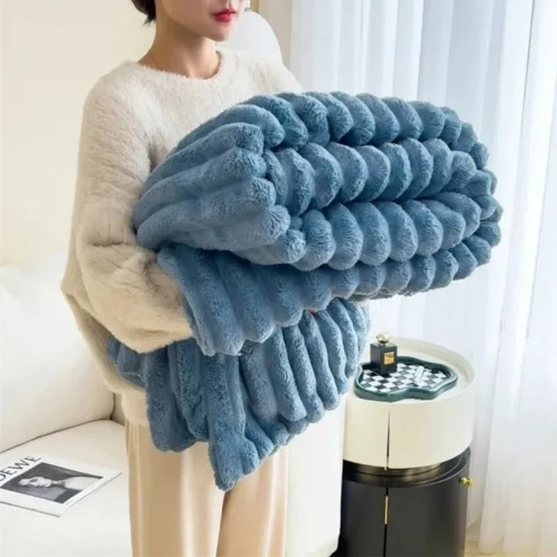 Soft Plush Striped Home Blanket