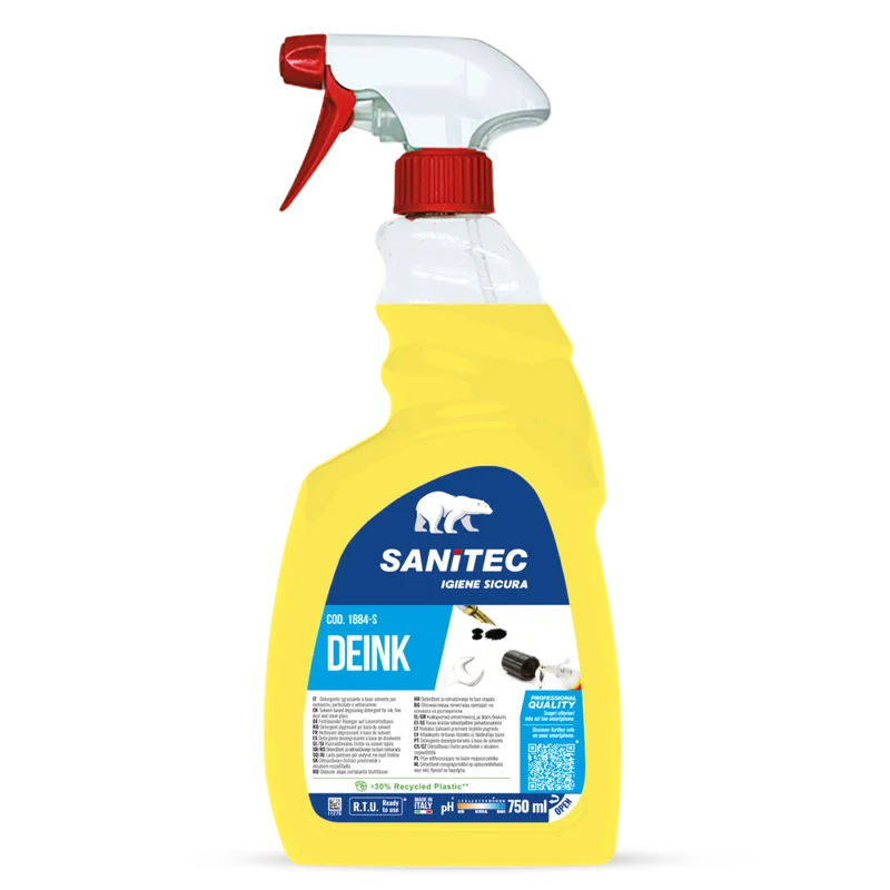 Sgrassatore solvente per inchiostro e colla Sanitec Deink 6x750 ml DISPONIBILE IN 7 GIORNI LAVORATIVI