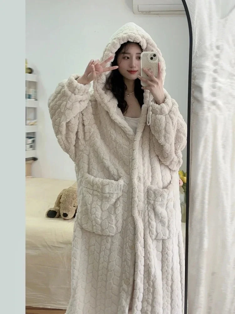 Stylish Hooded Robe for Relaxing at Home