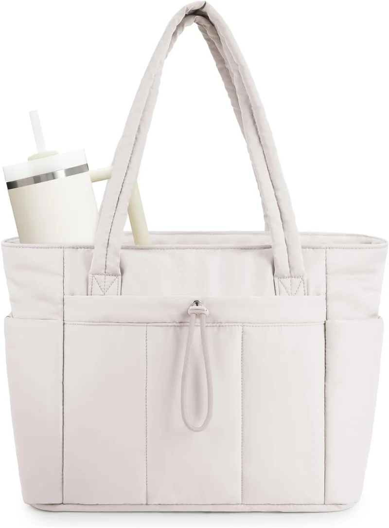 Elegant Everyday Tote Bag with Cup Holder and Secure Laptop Compartment